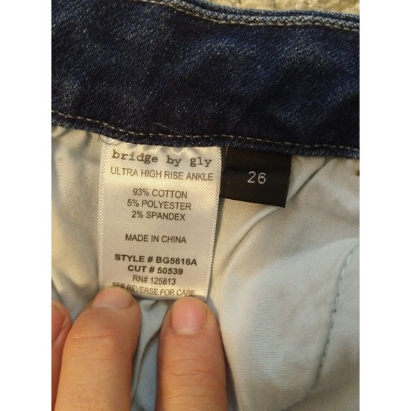 Bridge by gly buckle ultra high rise  ankle distressed jeans Sz 26 Boho Summer - Picture 8 of 9